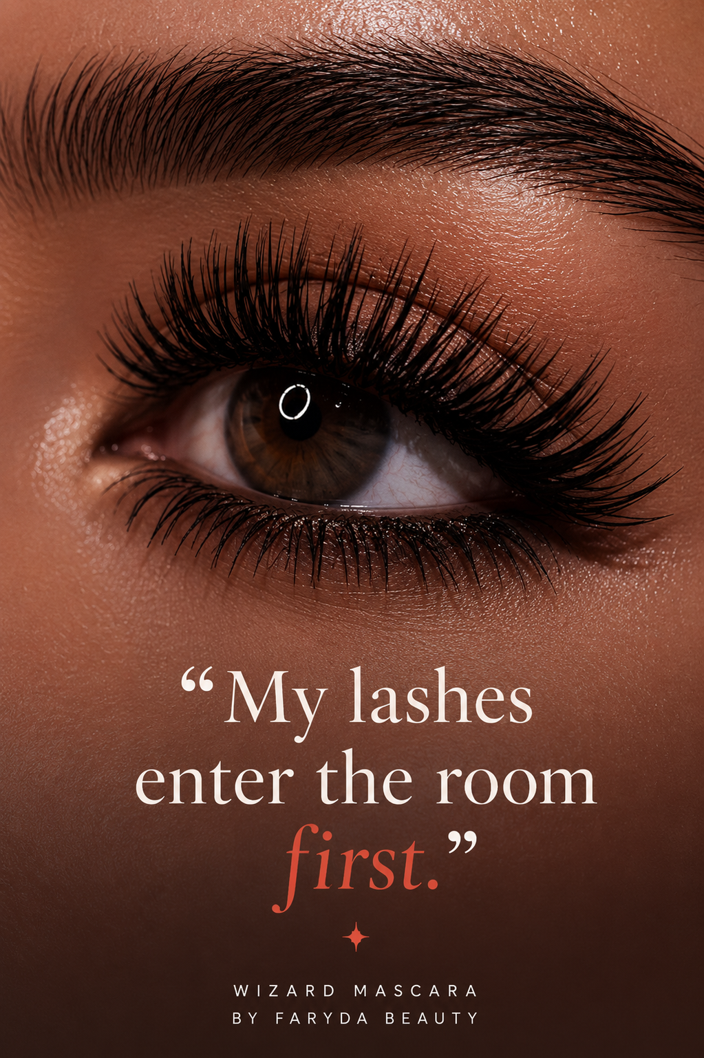 WIZARD Mascara lash result close-up – lengthened and volumised lashes
