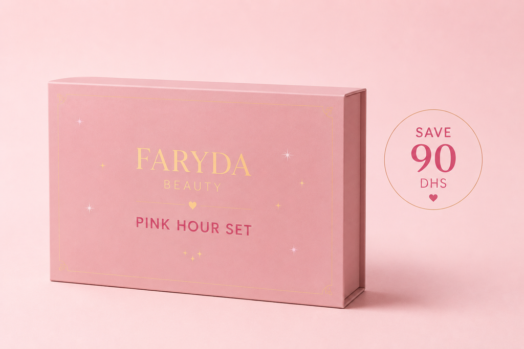 Pink Hour gift set packaging by Faryda Beauty – beautifully presented