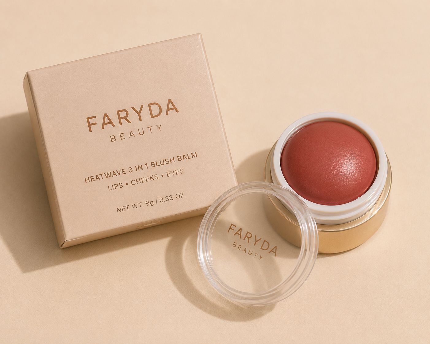 Heatwave 3-in-1 blush balm by Faryda Beauty – for lips cheeks and lids