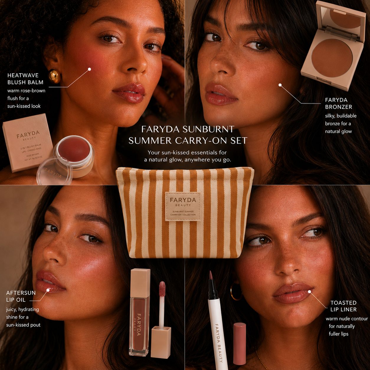 Faryda Beauty Sunburnt Summer set contents – summer makeup essentials